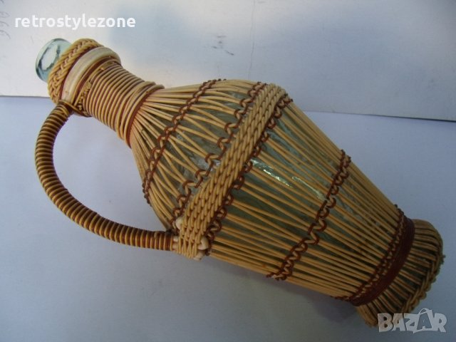 № 6874 стара стъклена бутилка с оплетка, снимка 4 - Други ценни предмети - 39922904