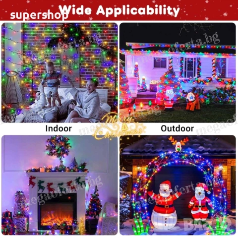 Светлинна верига 50м. от 250 Led коледни лампички RGB многоцветни, снимка 11 - Други - 52424233