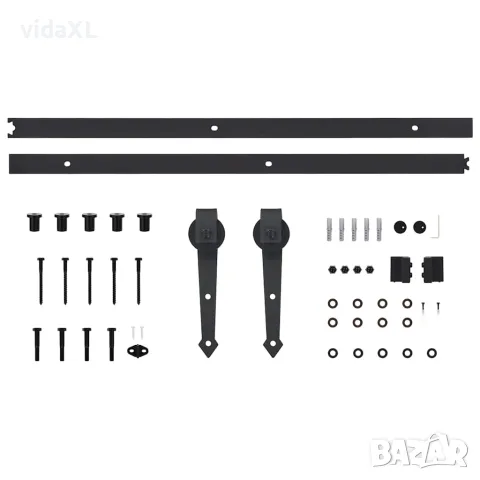 vidaXL Комплект механизъм за плъзгаща врата SKIEN 200 см стомана черен, снимка 5 - Интериорни врати - 56146067