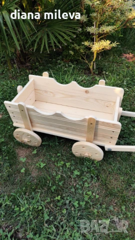 Дървена Каручка за градината!!, снимка 14 - Градински мебели, декорация  - 51132618