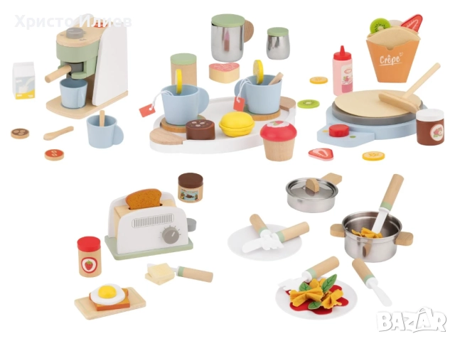 Детски дървен уред за палачинки с аксесоари Дървени кухненски играчки, снимка 5 - Други - 52344672