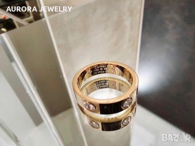 CARTIER Love Rose Gold 6 Diamonds Classic Model Пръстен, снимка 9 - Пръстени - 53238886