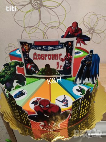 Торта от Картон" Avengers" -Хълк,Капитан Америка, Спайдърмен,Батман  , снимка 2 - Други - 34274288