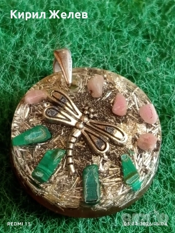 Ръчно изработено органитно бижу сребро,малахит,розов кварц 51887, снимка 4 - Колиета, медальони, синджири - 54079409