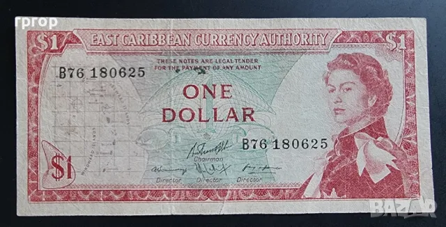 Източни Кариби.
1 долар.
1965 година.