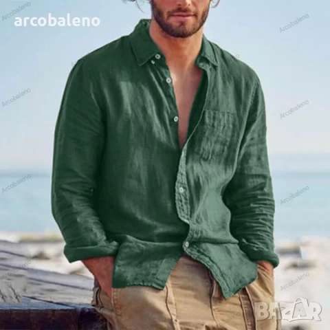 Ликвидация! Мъжка риза с дълъг ръкав в семпъл стил, 2цвята - Доставка 24 часа , снимка 2 - Ризи - 51383434