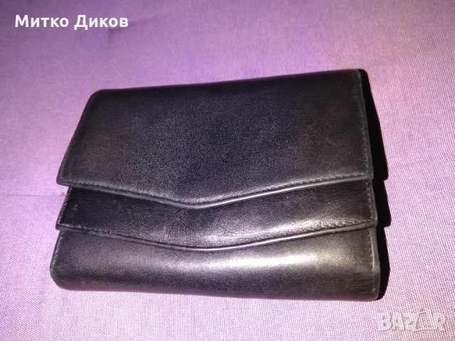 Портфейл №3 черен естествена кожа 130х100мм, снимка 1