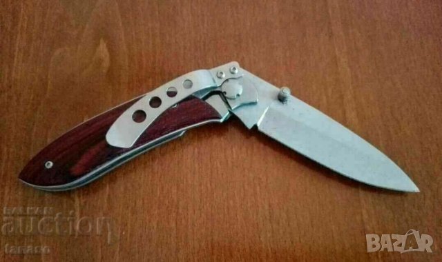 Джобен нож с дървени чирени, снимка 4 - Ножове - 42273759