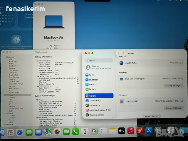 НОВ 13.6' Apple MacBook Air M4 2025 Midnight - 16GB RAM/256GB SSD/Батерия 100%, снимка 7 - Лаптопи за работа - 55927707