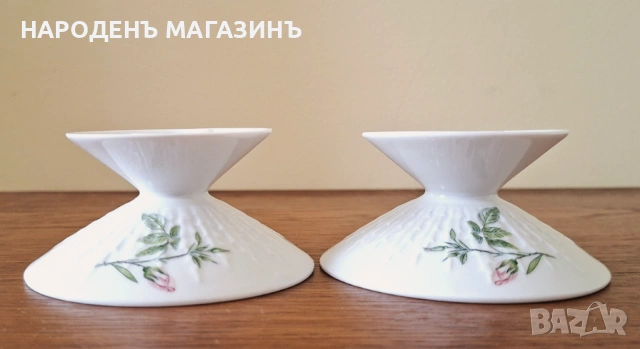 HUTSCHENREUTHER - Немски порцелан Двойка порцеланови свещници свещ , снимка 7 - Други ценни предмети - 53890489