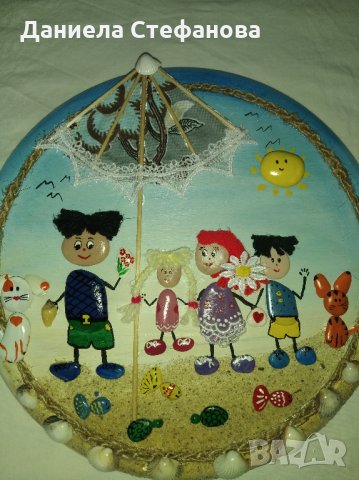 Ръчно рисувани картини, табелки и декорация с морски камъчета, снимка 4 - Картини - 35556669