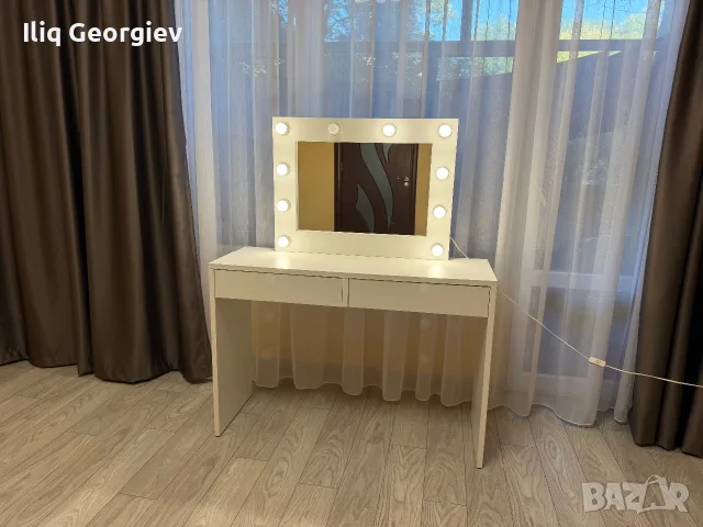 Тоалетка бяла с 10 лямпи, снимка 2 - Тоалетки - 56335340