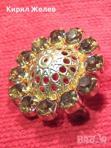 ПОЗЛАТЕНА с КАМЪНИ ЦИТРИН ФИЛИГРАННА РЕТРО АРТ БРОШКА 4959, снимка 9 - Антикварни и старинни предмети - 30436208