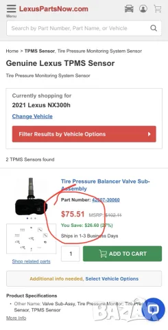 Original TPMS  PMV-C210 - Lexus / Toyota, снимка 6 - Части - 56200711