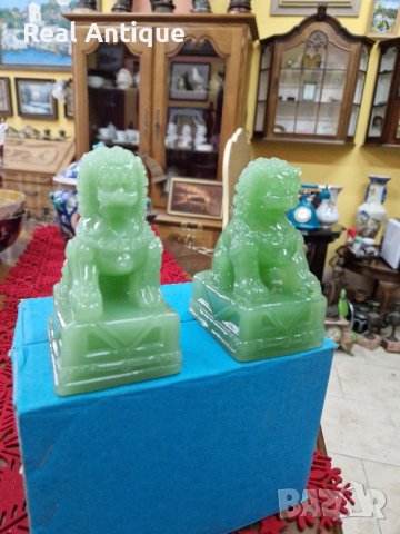 Чифт страхотни антикварни китайски фигури статуетки Куче Фу, снимка 1 - Антикварни и старинни предмети - 42268526