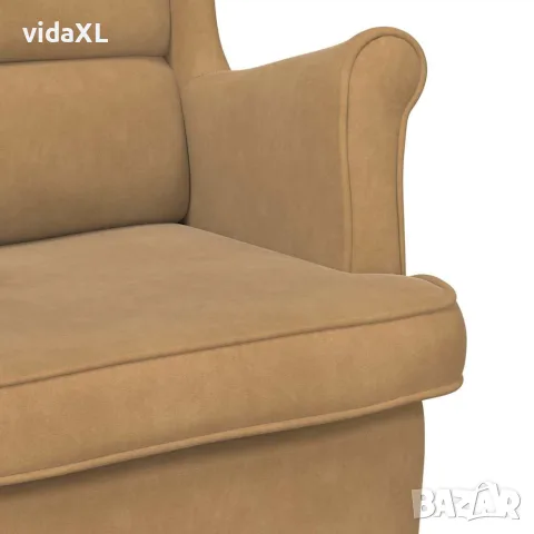 vidaXL Фотьойл, кафяв, кадифе, снимка 7 - Дивани и мека мебел - 56146802