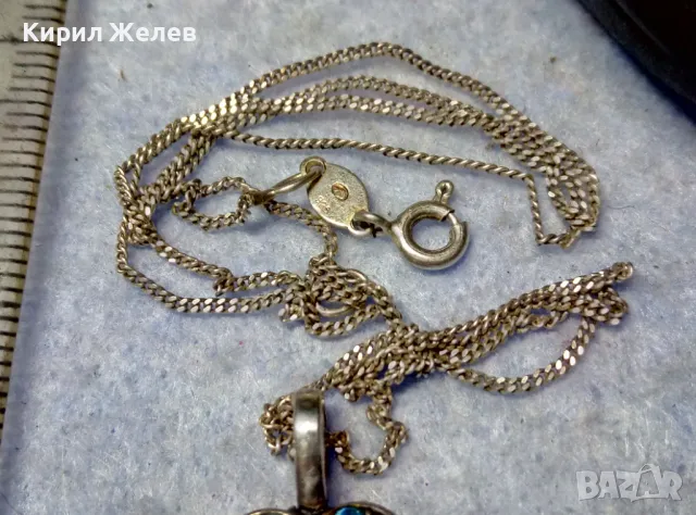 ФИНО МАРКОВО СРЕБЪРНО КОЛИЕ СРЕБРО 925 с ЕМАЙЛИРАНА СРЕБЪРНА ВИСУЛКА СЪРЧИЦЕ със СИНИ ЦИРКОНИ 38802, снимка 2 - Колиета, медальони, синджири - 49704287