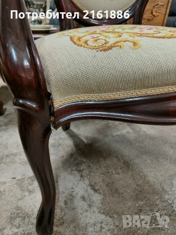 Комплект от две кресла с гобленова дамаска , снимка 8 - Столове - 54140718