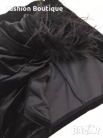 Черна рокля с щраусови пера луксозна елегантна нова година розова сива, снимка 13 - Рокли - 31235980