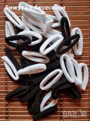 Обикновени ластици в черен и бял цвят - 48 броя в пакет, снимка 3 - Аксесоари за коса - 39256493