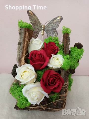 НОВА декорация ръчна изработка, скандинавски мъх и сапунени рози, Спиди, снимка 1 - Подаръци за жени - 44474729