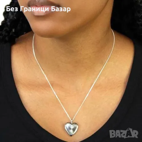 Нов Сърцевиден Sunray медальон, родирано сребро 925, 46см дамско колие , снимка 2 - Колиета, медальони, синджири - 49591692