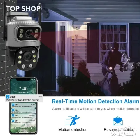 4K 8MP WiFi камера с двоен екран Външни охранителни камери IP PTZ, снимка 5 - IP камери - 49134427