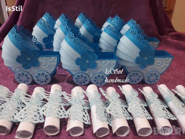 3Д количка -покана кръстници, подарък за гости на кръщене, покани колички, подарък новородено бебе, снимка 6 - Други - 18683734