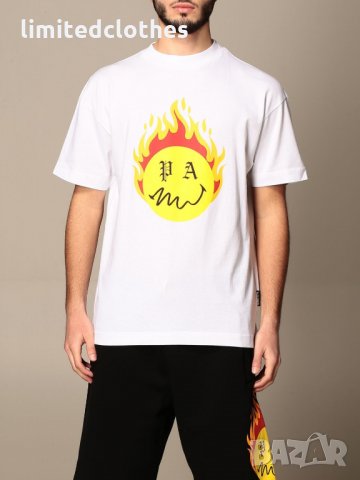 PALM ANGELS Smiley Burning Head Logo Print Мъжка Тениска size XL (L), снимка 2 - Тениски - 34960309