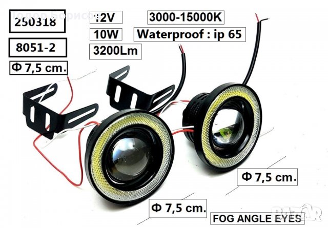 Халогени -Лупи дневни светлини LED ф7.5 см