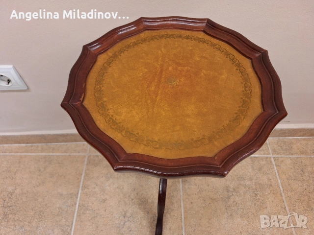 Помощна масичка с естествена кожа , снимка 3 - Маси - 54228990