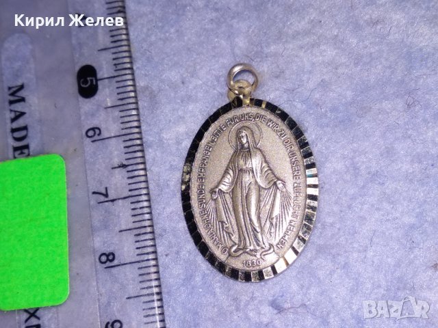 СТАРА ПОСРЕБРЕНА ДВУСТРАННА НЕМСКА РЯДКА КАТОЛИЧЕСКА ИКОНКА РЕЛИГИОЗЕН МЕДАЛЬОН 31198