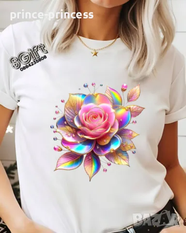 НА ЕДРО Дамска тениска Розова роза, снимка 1