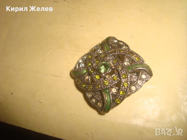 КРАСИВА РОМБОИДНА ПОСРЕБРЕНА АЖУРНА КРИСТАЛНА РЕТРО АРТ СКЪПОЦЕННА БРОШКА 14351, снимка 6 - Други - 37788770