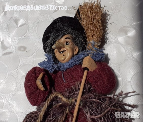 Кукер плашило кукла декорация фигура, баба Яга, кълвящи дървени пиленца, снимка 5 - Други - 33068353