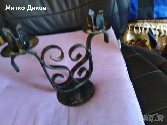Свещник от соца кован за две свещи 175х160мм и фи 5 и 8 см, снимка 6 - Декорация за дома - 44375530