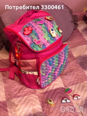 Детска чанта за училище момиче поп ит pop it ортопедична, снимка 2 - Раници - 37807855