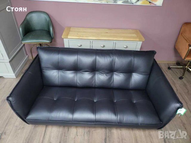 Италиански черен кожен комплект дивани тройка и двойка, снимка 10 - Дивани и мека мебел - 44297903