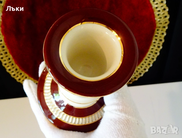 Немски порцеланов свещник PK Klaus Cutik,злато,цветя. , снимка 4 - Антикварни и старинни предмети - 51825531