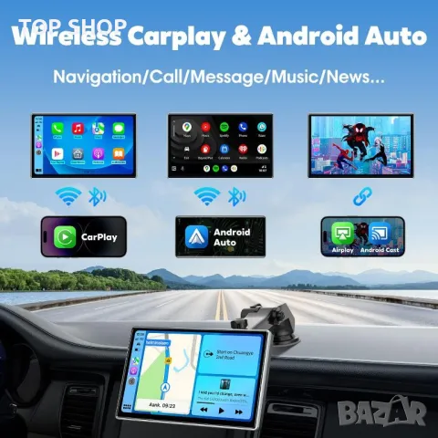 Мултимедия Westods Wireless Apple Carplay & Android Auto, преносим 7" HD IPS екран за кола, GPS нави, снимка 2 - Аксесоари и консумативи - 48875392