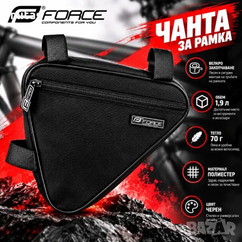 Чанта за велосипед CLASSIC BUD, монтаж на рамка, черна