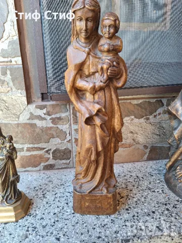 Скулптура Мадоната и младенеца , снимка 6 - Антикварни и старинни предмети - 50104073