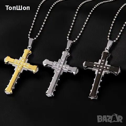 Jesus Crystal Cross / Кръстче с камъни - 3 модела