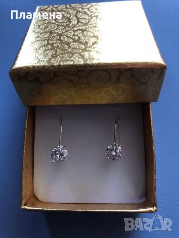 Сребърни обеци с цирконии , снимка 2 - Обеци - 38971137