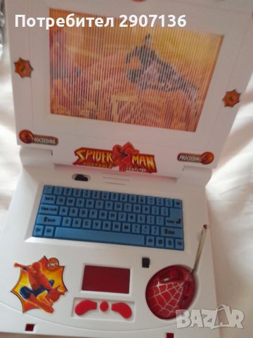 ДЕТСКИ ЛАП ТОП с батерии, с картинки на Спайдермен ,екрана свети и пее,има мишка, снимка 2 - Музикални играчки - 38958644