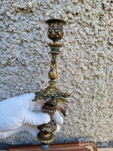 Старинна Бронзова Част От Свещник Англия- "1900г", снимка 2 - Колекции - 40007760