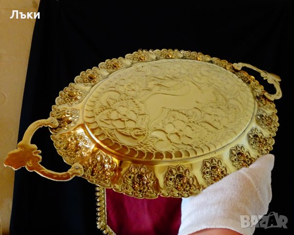 Бронзов поднос,плато,фруктиера,лов,Елен,маркиран., снимка 8 - Антикварни и старинни предмети - 30734112