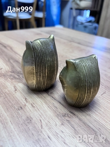 Две страхотни , колекционерски статуетки на бухалчета от месинг, снимка 4 - Колекции - 52777978