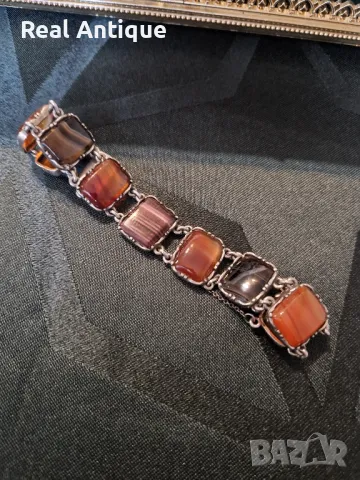 Уникална изключително красива антикварна сребърна гривна , снимка 3 - Антикварни и старинни предмети - 49175611