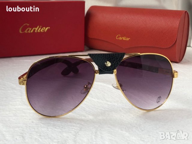 Cartier 2023 мъжки слънчеви очила с кожа и дътвени дръжки, снимка 6 - Слънчеви и диоптрични очила - 42830041